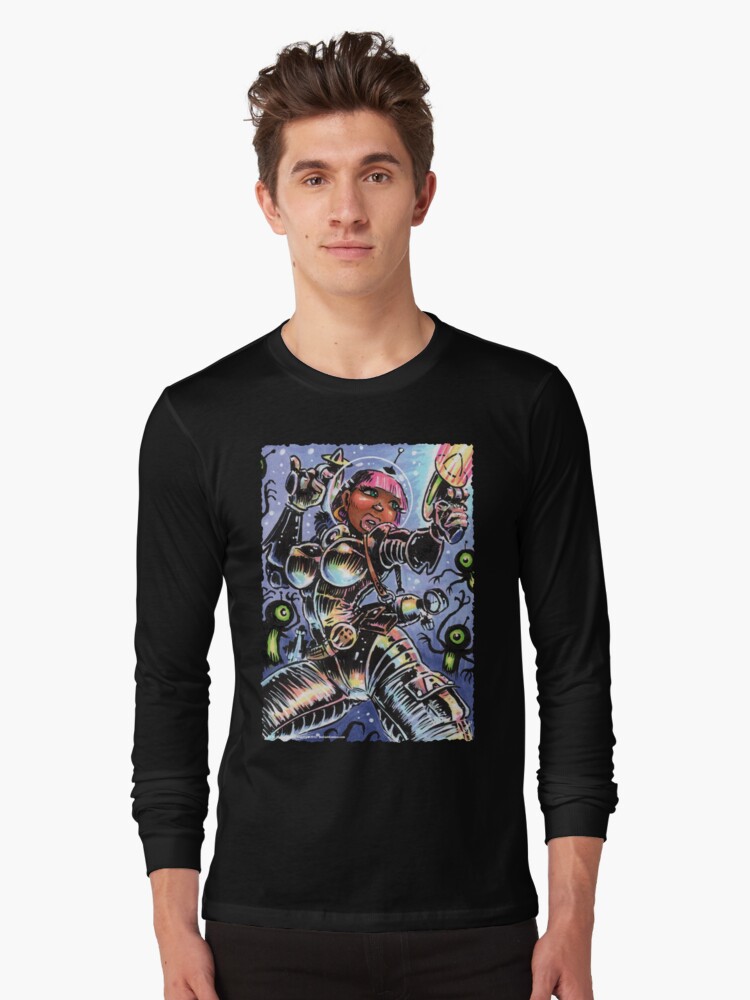 Thumbnail 1 of 5, Long Sleeve T-Shirt, SPACE BABE VS SHADOW ALIENS designed and sold by George Webber.
