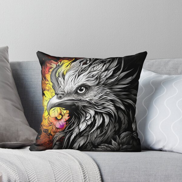 Item preview, Eagle head with bright flower background designed and sold by liana campbell.