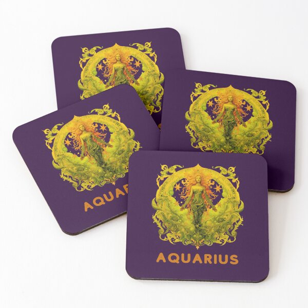 Item preview, Aquarius Zodiac- Retro Aquarius  zodiac sign from Zodiac Chart on purple background designed and sold by CosmicNook1.