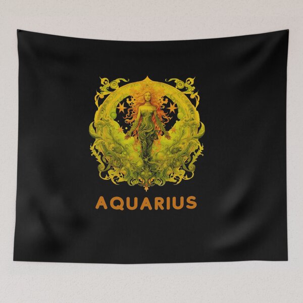 Item preview, Aquarius Zodiac-Horescope/SunSign Theme on   black background designed and sold by CosmicNook1.
