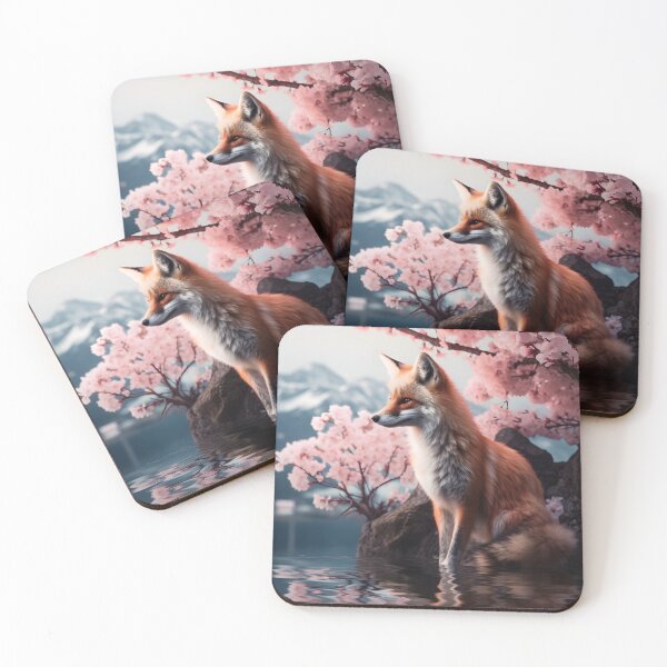 Item preview, Japanese Fox Cherry Blossom designed and sold by Yana Grech.
