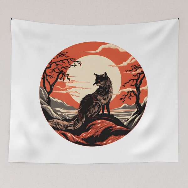 Item preview, Japanese Fox Kitsune designed and sold by Yana Grech.