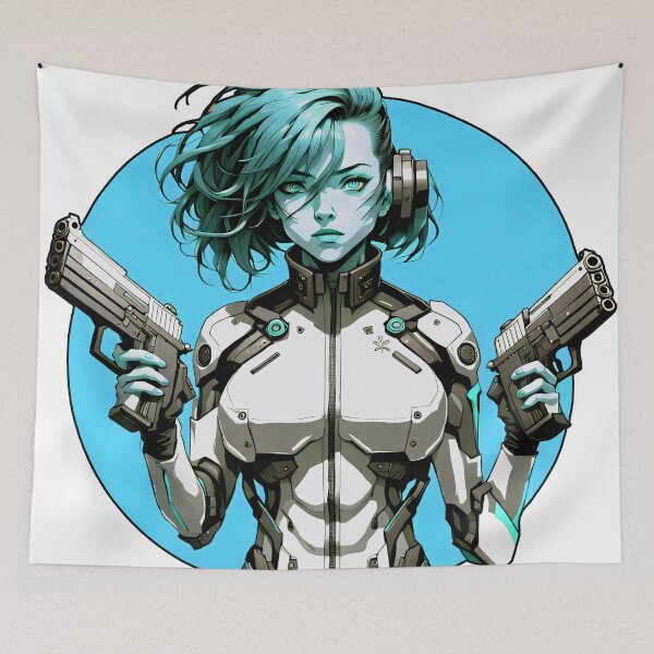 Item preview, Cyber/Kenetic woman with turquoise weapons designed and sold by Salimgor Hangaround Music.