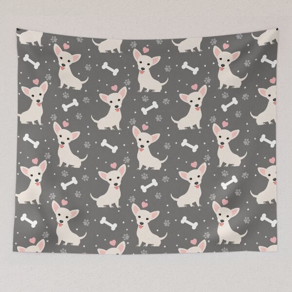 Item preview, White Chiweenie Dachshund Chihuahua Mix Upright Ears designed and sold by Lulupainting.