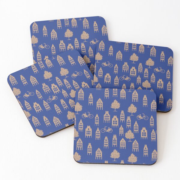 Item preview, Gabled houses sand on blue designed and sold by stillebille.