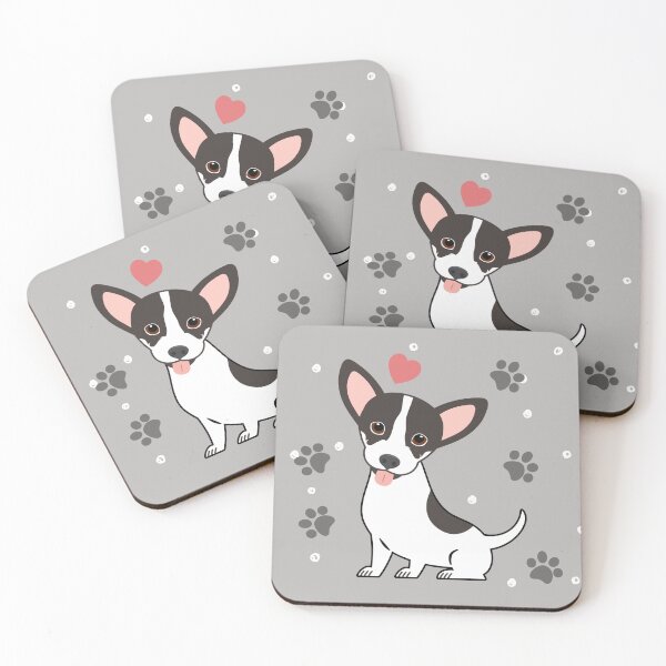 Item preview, White Black Chiweenie Dachshund Chihuahua Mix Upright Ears designed and sold by Lulupainting.