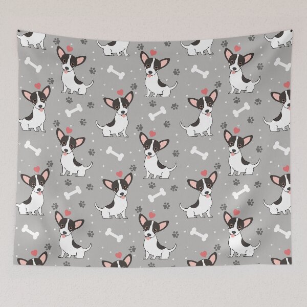 Item preview, White Black Chiweenie Dachshund Chihuahua Mix Upright Ears designed and sold by Lulupainting.