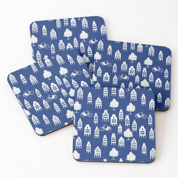 Item preview, Gabled houses white on blue designed and sold by stillebille.