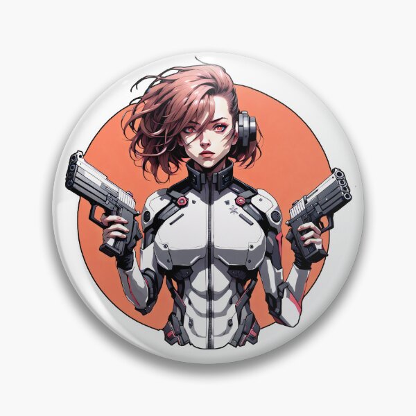 Item preview, Cyber/Kenetic woman with weapons original orange designed and sold by Salimgor Hangaround Music.