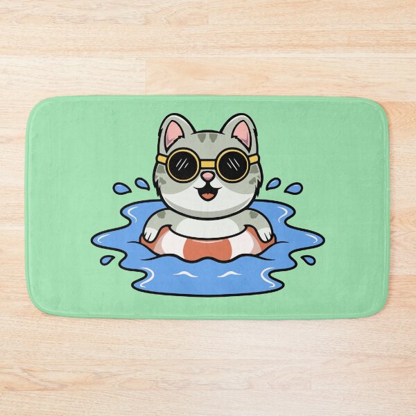 Item preview, Cute cat swimming cartoon illustration designed and sold by cubbone.