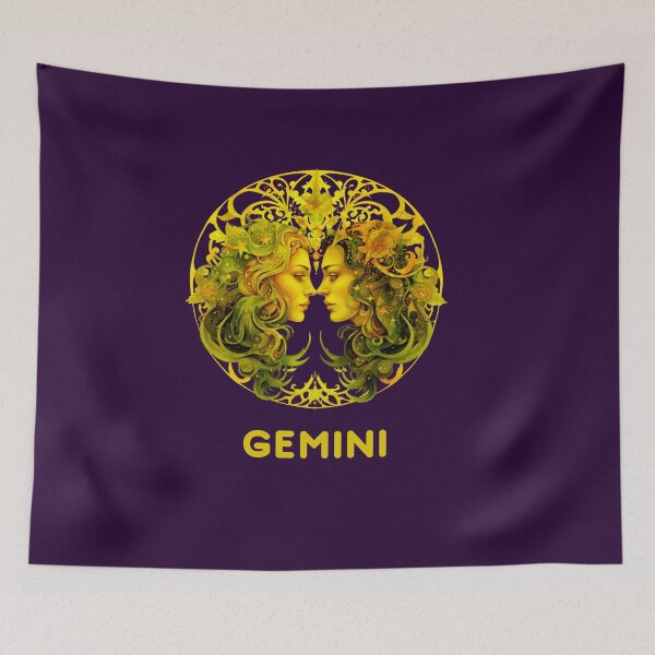 Item preview, Gemini Zodiac- Horescope/SunSign Theme  on purple background designed and sold by CosmicNook1.