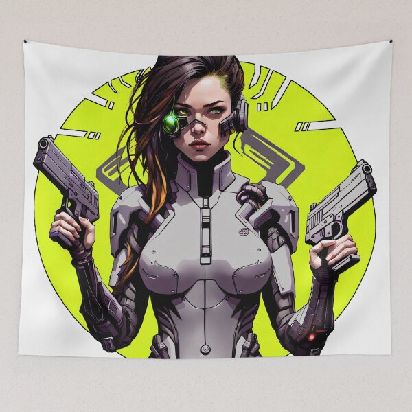 Item preview, Cyber/Kenetic woman with weapons and yellow eye implant designed and sold by Salimgor Hangaround Music.