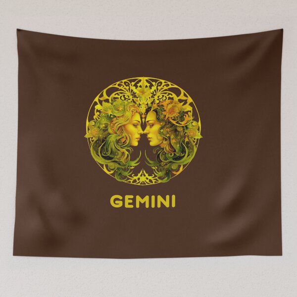 Item preview, Gemini Zodiac- Horescope/SunSign Theme  on brown background designed and sold by CosmicNook1.