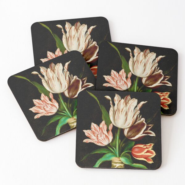 Item preview, Four Tulips Still Life Painting by Ambrosius Bosschaert the Elder designed and sold by Vicky Brago-Mitchell®.