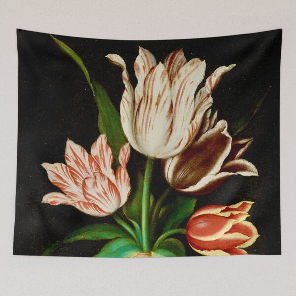 Item preview, Four Tulips Still Life Painting by Ambrosius Bosschaert the Elder designed and sold by Vicky Brago-Mitchell®.