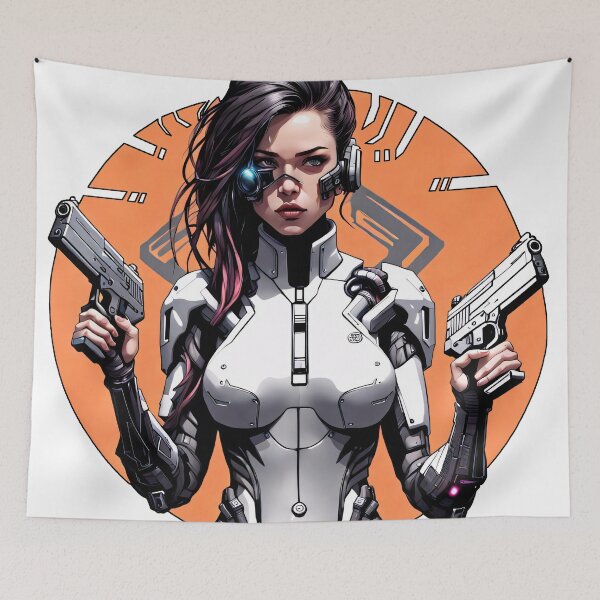 Item preview, Cyber/Kenetic woman with weapons and orange eye implant designed and sold by Salimgor Hangaround Music.