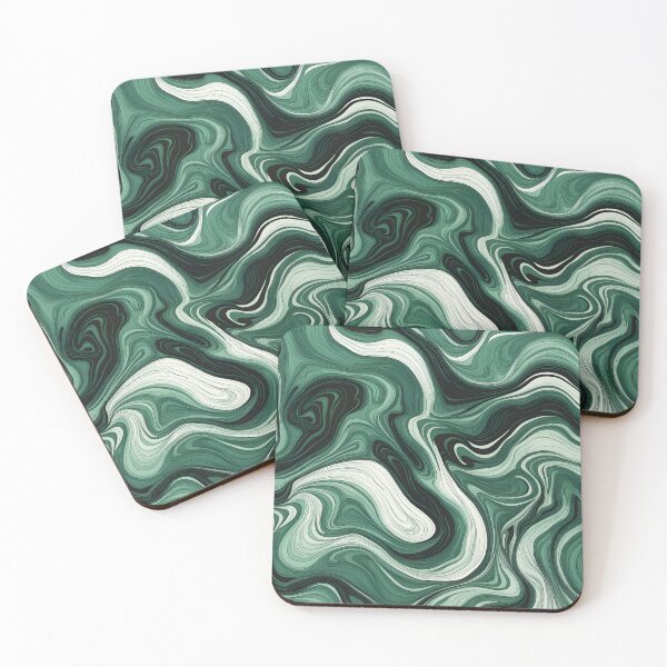 Item preview, Emerald green suminagashi water marbling pattern designed and sold by patterncrow.