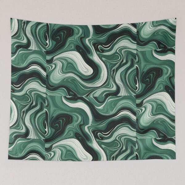 Item preview, Emerald green suminagashi water marbling pattern designed and sold by patterncrow.