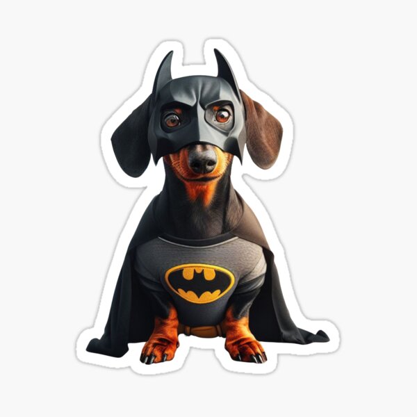 Item preview, Dachshund BatDog the Superhero no background #5 designed and sold by AIrtisticPrints.