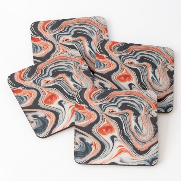 Item preview, Red, black and white suminagashi water marbling pattern designed and sold by patterncrow.
