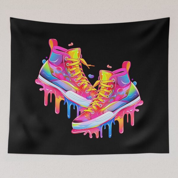 Item preview, Colorful Neon Dripping Sneakers - Cool Street Shoes designed and sold by WallGemsArt.
