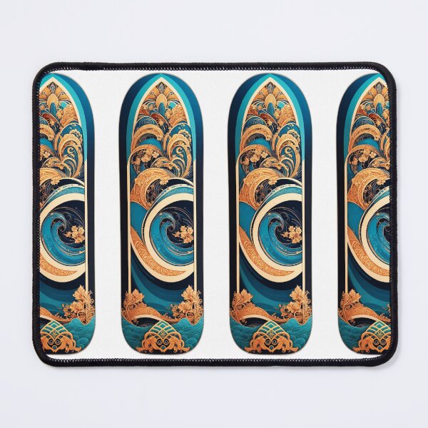 Item preview, Art Deco Surfboard with Big Waves designed and sold by NautiChic.