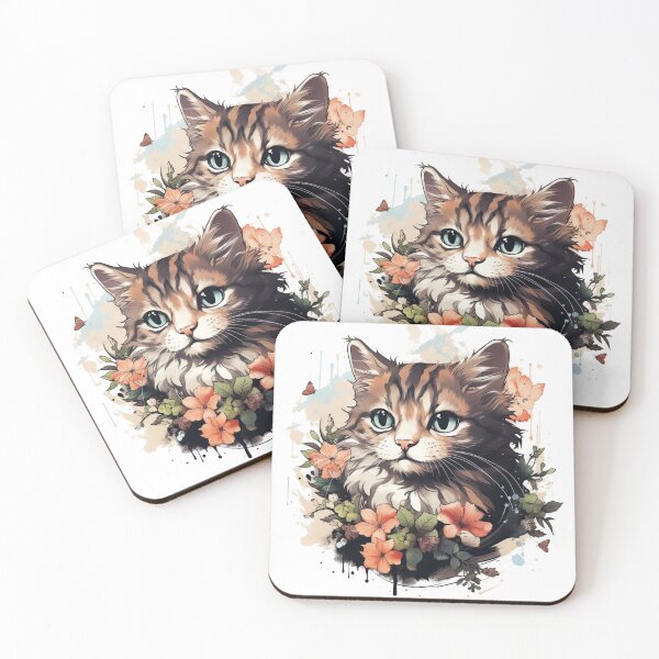 Item preview, Whimsical Whiskers: A Feline's Floral Fantasy designed and sold by ZedMont.