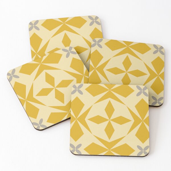 Item preview, Mirrored geometric shapes | golden yellow | seamless repeat pattern designed and sold by colorofmagic.