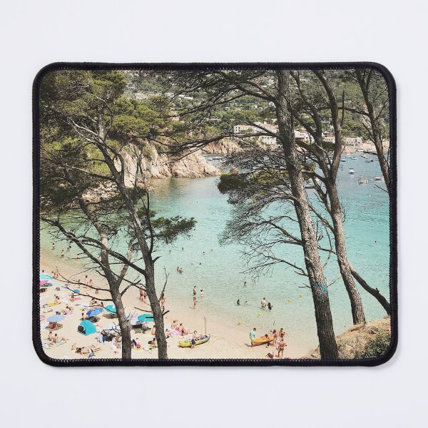 Item preview, People on a beach sourrounded with pine trees. Sea with crystal clear and blue water. Summer in Spain designed and sold by igvee.