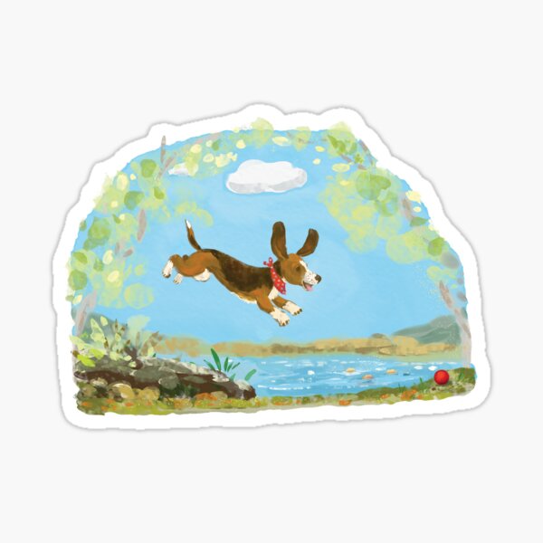 Happy Basset hound dog Sticker
