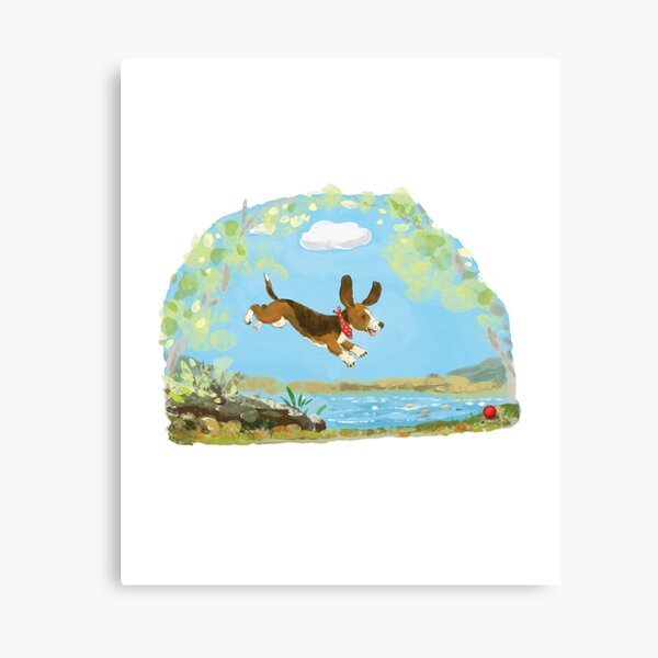 Happy Basset hound dog Canvas Print