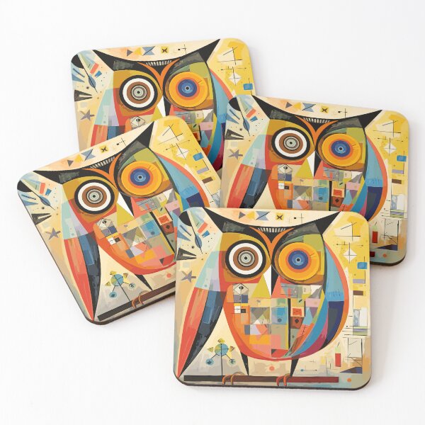Item preview, Geometric abstract owl, art color illustration designed and sold by Niktarka.