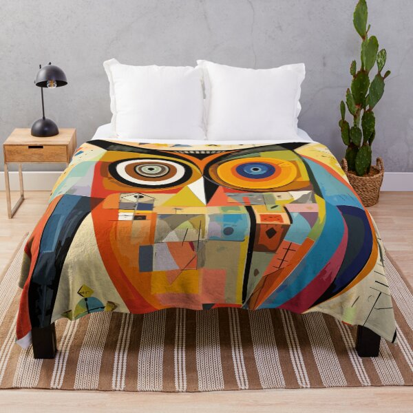 Item preview, Geometric abstract owl, art color illustration designed and sold by Niktarka.