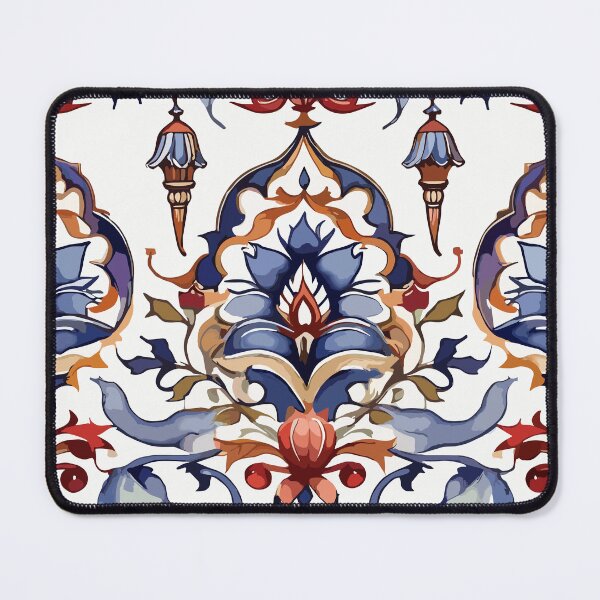 Item preview, Navy Blue Red Ottoman Pattern on White designed and sold by GraphicsClub.