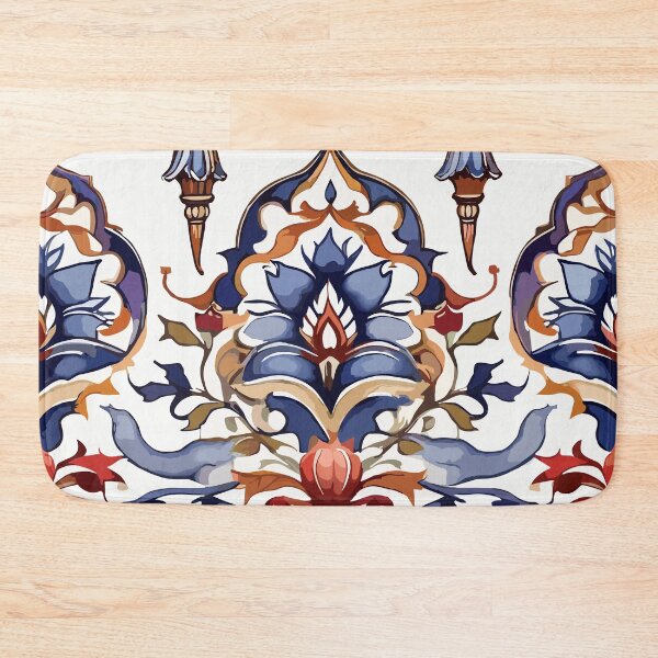 Item preview, Navy Blue Red Ottoman Pattern on White designed and sold by GraphicsClub.