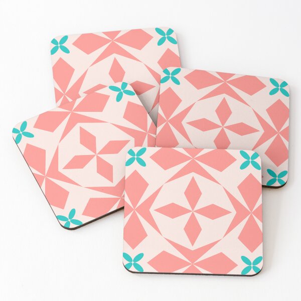 Item preview, Mirrored geometric shapes | pink and green | seamless repeat pattern designed and sold by colorofmagic.