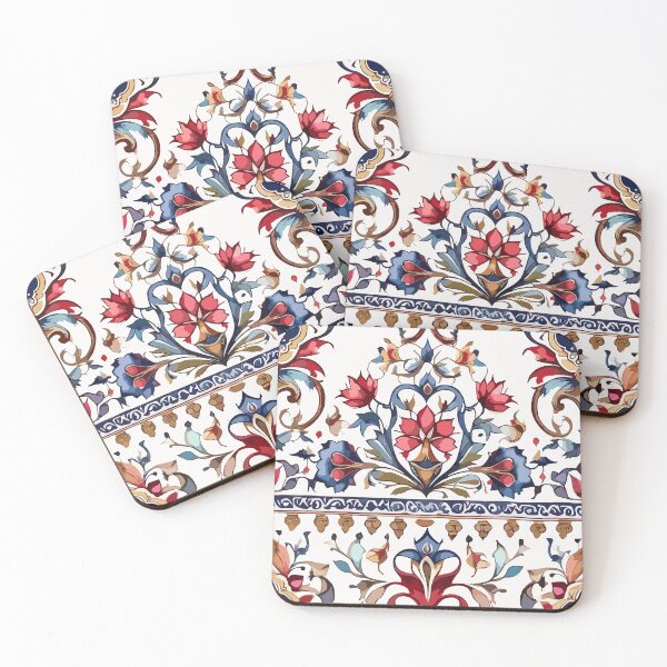 Item preview, Red Blue Ottoman Pattern on White  designed and sold by GraphicsClub.
