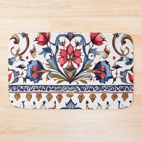 Item preview, Red Blue Ottoman Pattern on White  designed and sold by GraphicsClub.