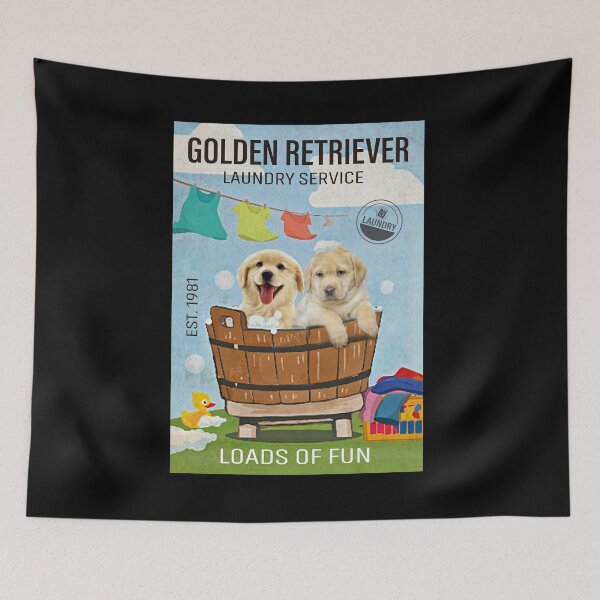 Item preview, Golden retriever laundry service loads of fun  designed and sold by SameeraDammeyer.
