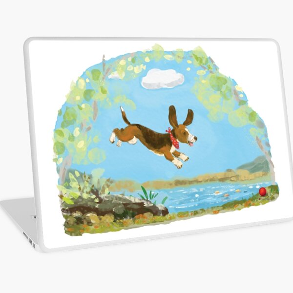 Happy Basset hound dog Laptop Skin