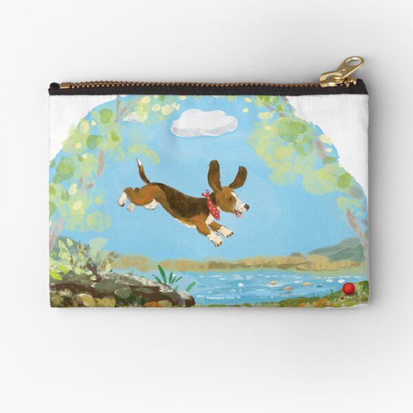 Happy Basset hound dog Zipper Pouch