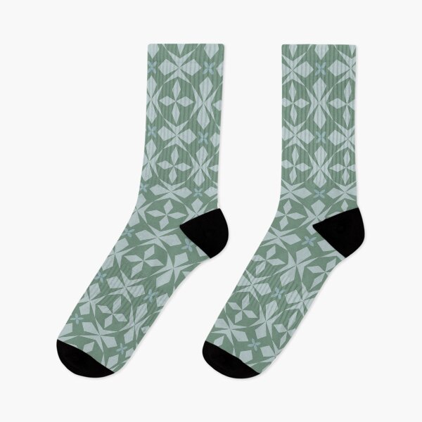 Item preview, Mirrored geometric shapes | green and light blue | seamless repeat pattern designed and sold by colorofmagic.