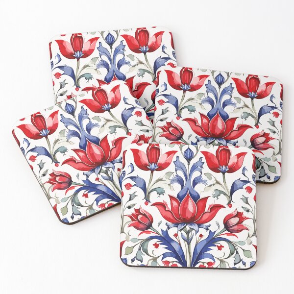 Item preview, Blue Red Savage Green Ottoman Pattern on White  designed and sold by GraphicsClub.