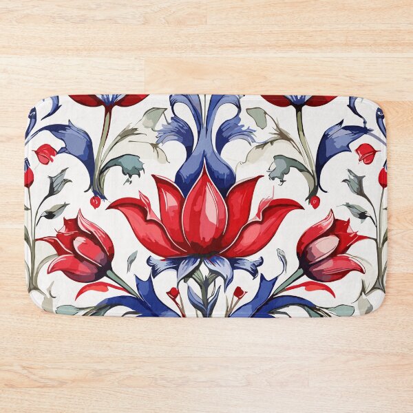 Item preview, Blue Red Savage Green Ottoman Pattern on White  designed and sold by GraphicsClub.