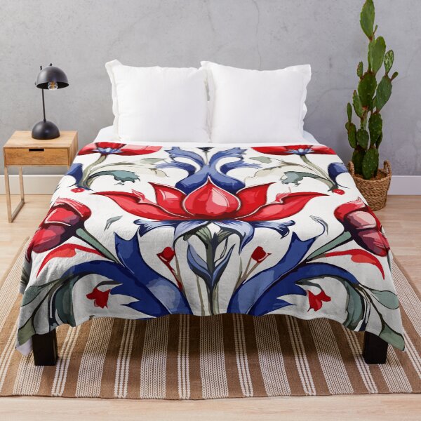 Item preview, Blue Red Savage Green Ottoman Pattern on White designed and sold by GraphicsClub.