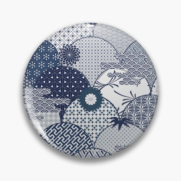 Item preview, Blue White Japanese Pattern with palm tree sky designed and sold by OneCreativeArt.