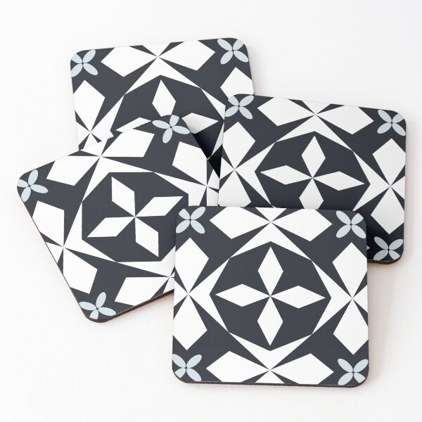 Item preview, Mirrored geometric shapes | black and white | seamless repeat pattern designed and sold by colorofmagic.