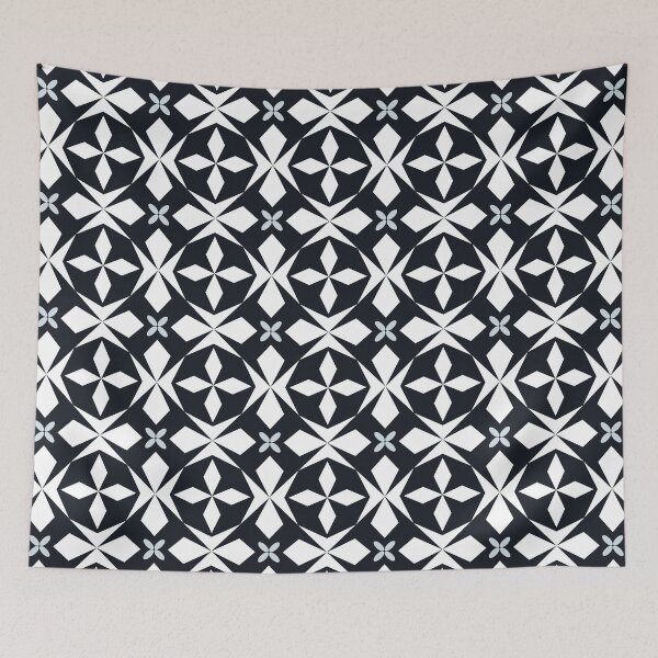 Item preview, Mirrored geometric shapes | black and white | seamless repeat pattern designed and sold by colorofmagic.