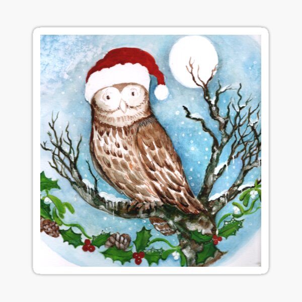 Santa Owl Sticker