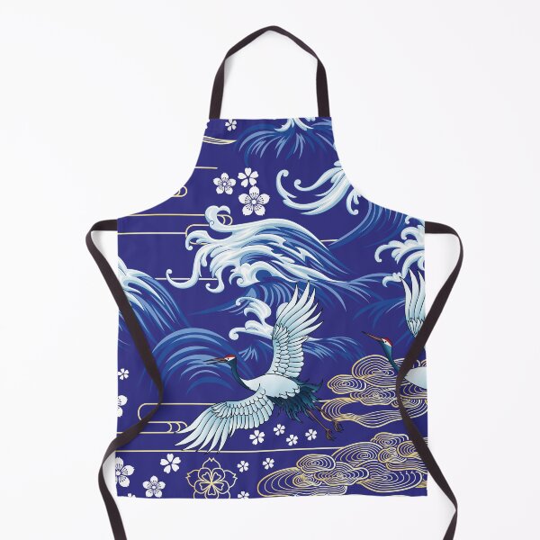 Item preview, Oriental Sea Seamless Japanese Crane Decorative Pattern designed and sold by OneCreativeArt.